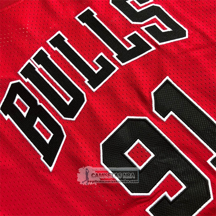 Camiseta Manga Corta Chicago Bulls Dennis Rodman NO 91 Rojo